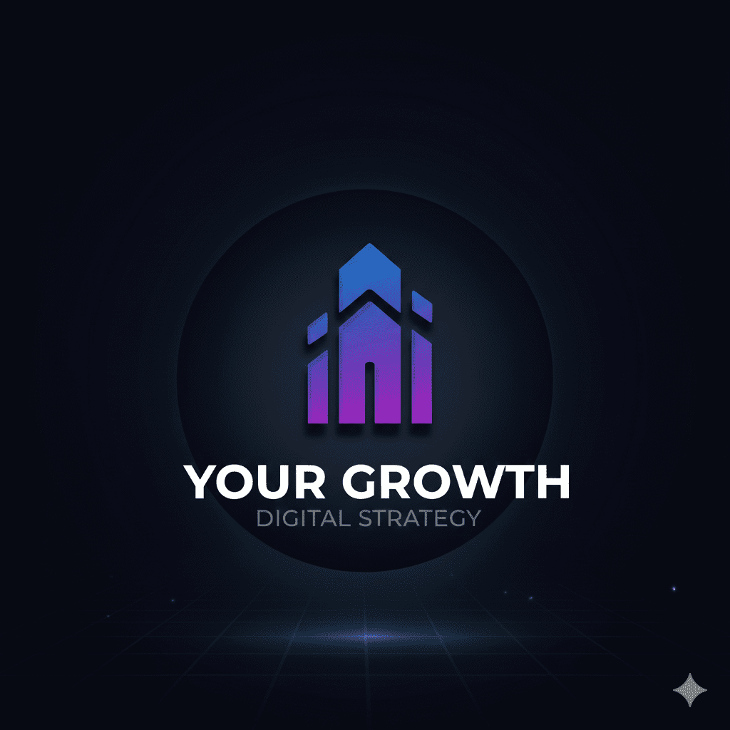 “Modern digital marketing agency logo with gradient blue and purple growth icon.”